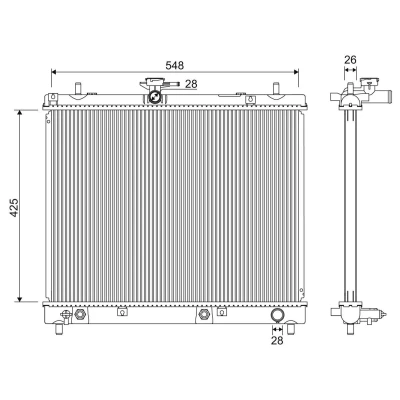 Bilde av VALEO 701346 Radiator Aluminium 425 548 26 uten hette Kjøleribber loddet DAIHATSU: Terios II