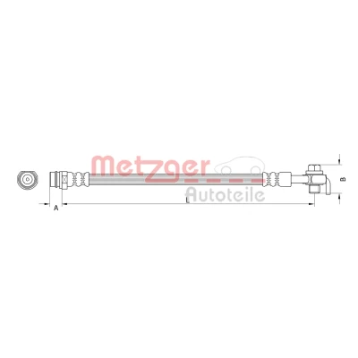 Bilde av METZGER 4110800 Bremseslange venstre bakaksel 329 M10 x 1 VOLVO: V60 I, XC70 II Stasjonsvogn, V70 3, FORD: S Max Mk1, Galaxy Mk2 MPV