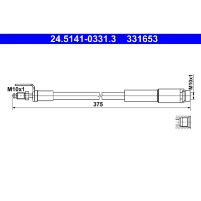 Bilde av ATE 24.5141 0331.3 Bremseslange 375 M10x1