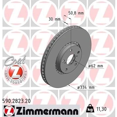 Bilde av ZIMMERMANN COAT Z 590.2823.20 Bremseskiver 334 30 7/5 5 114 utvendig ventilert belagt høy karbon LEXUS: IS 3, GS III, IV