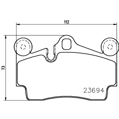 Bilde av HELLA 8DB 355 018 711 Bremseklosser klargjort for slitasjeindikator med balansevekter AUDI: Q7, PORSCHE: Cayenne, VOLKSWAGEN: Touareg I