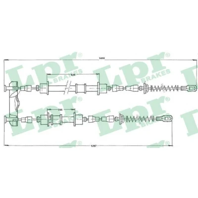 Bilde av LPR C0572B Bremsekabel 1285/720+1395/835 Trommelbrems