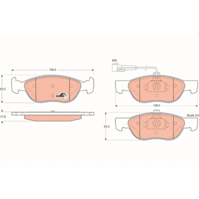 Bilde av TRW COTEC GDB1290 Bremseklosser inkl. slitasjevarselkontakt FIAT: Barchetta