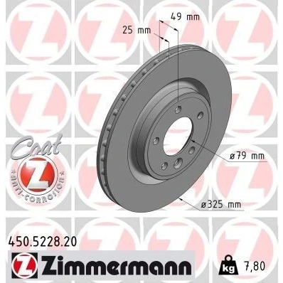 Bilde av ZIMMERMANN 450.5228.20 Bremseskiver 325 25 6/5 5 120 innvendig ventilert belagt høy karbon LAND ROVER: Range Rover Sport, 4, Discovery