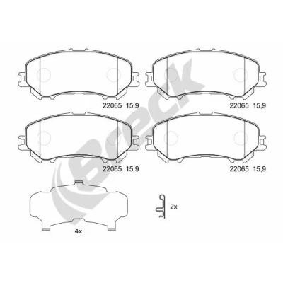 Bilde av BRECK 22065 00 701 10 Bremseklosser med akustisk slitasjevarsel uten antiskrike blikk tilbehør NISSAN: Qashqai 2, X Trail