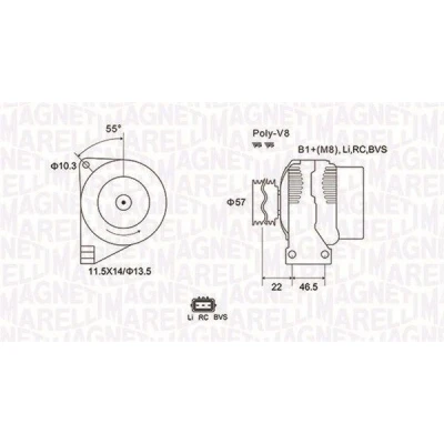 Bilde av MAGNETI MARELLI 063731958010 Dynamo 12V 150A LAND ROVER: Discovery 3, 4