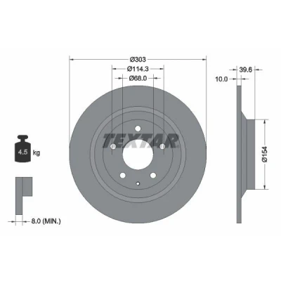 Bilde av TEXTAR PRO 92242703 Bremseskiver 303 10 05/06 114,3 fullt ut belagt uten hjulfestebolt, hjulnav MAZDA: CX 5 I, II, MX 30