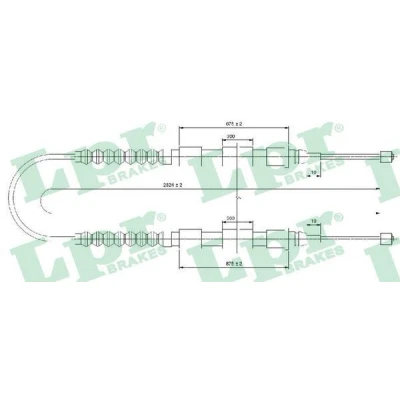 Bilde av LPR C0175B Bremsekabel 2825/875+875 Trommelbrems FIAT: Ducato II Van, Flatvogn lastebil/Chassis, PEUGEOT: Boxer Van