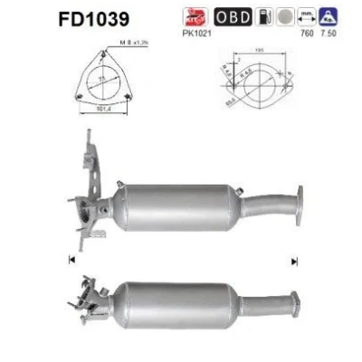 Bilde av AS FD1039 Partikkelfilter Cordierit VOLVO: V70 3, XC70 II Stasjonsvogn