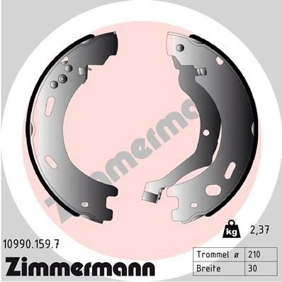 Bilde av ZIMMERMANN 10990.159.7 Handbromsbackar Bildet viser leveranseinnholdet LAND ROVER: Discovery 3, 4, Range Rover Sport