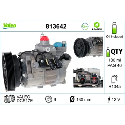 Bilde av VALEO REMANUFACTURED 813642 Kompressor DCS17E 12V PAG 46 R134a med kompressorlje VOLVO: XC90 I (C, 275) 3.2 AWD, V8 2005 2014
