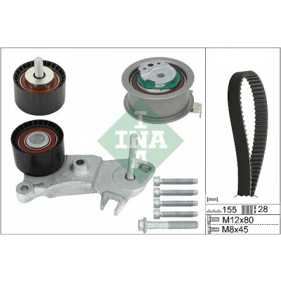 Bilde av INA 530 0762 10 Registerreimsett 155 VOLVO: V70 3, V40 Hatchback, V60 I