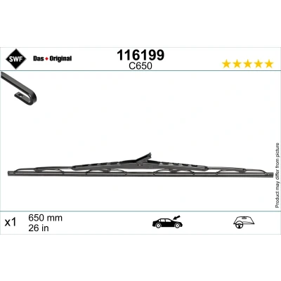 Bilde av Vindusvisker Swf 116199 650mm Bøyleviskeblad 26tomme HYUNDAI: Kona SUV, Ioniq, i40 Stasjonsvogn, TOYOTA: Land Cruiser Prado 150, Auris Hatchback