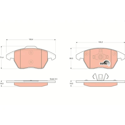 Bilde av TRW COTEC GDB1605 Bremseklosser ikke klargjort for slitasjeindikator PEUGEOT: 3008 I, 308 I Hatchback, 207 VOLKSWAGEN: Polo V Hatchback