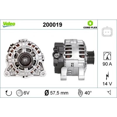 Bilde av VALEO 200019 Dynamo 14V 80A PEUGEOT: Partner II Van, Tepee, 307 Hatchback, CITROËN: C4 I Grand Picasso, Berlingo