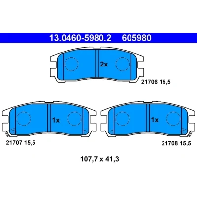 Bilde av ATE 13.0460 5980.2 Bremseklosser med akustisk slitasjevarsel MITSUBISHI: Galant 6, Sigma Sedan, Pajero Sport 1 SUV, CHRYSLER: Sebring II Sedan