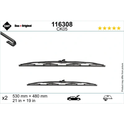 Bilde av Vindusvisker Swf 116308 530, 530mm foran Bøyleviskeblad for venstreratt TOYOTA: HILUX 3 Pick up, Celica VI Coupé, Camry III Stasjonsvogn