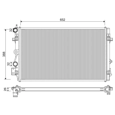 Bilde av VALEO 701331 Radiator Aluminium 652 388 26 uten hette Kjøleribber loddet SKODA: Fabia 2