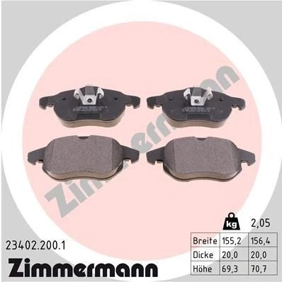 Bilde av ZIMMERMANN 23402.200.1 Bremseklosser klargjort for slitasjeindikator Bildet viser leveranseinnholdet OPEL: Vectra C Caravan, Zafira B, Astra H Caravan