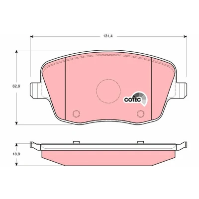 Bilde av TRW COTEC GDB1414 Bremseklosser ikke klargjort for slitasjeindikator SKODA: Fabia 2, Roomster, I Hatchback, VOLKSWAGEN: Polo IV Hatchback