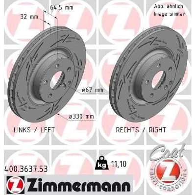 Bilde av ZIMMERMANN BLACK Z 400.3637.53 Bremseskiver 330 32 6/5 5 112 innvendig ventilert, med sliss belagt høy karbon MERCEDES BENZ: E Klasse T modell
