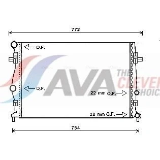 Bilde av PRASCO VNA2343 Radiator Aluminium 650 438 22 med hurtigkoplinger Kjøleribber loddet VOLKSWAGEN: Golf 7, 7 Variant