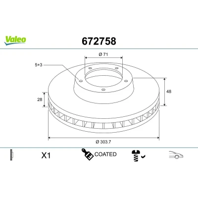 Bilde av VALEO Bremseskive CITROËN: C5 III Stasjonsvogn, Jumpy II MPV, Van, PEUGEOT: Expert Tepee, 407 SW 672758 424925,424992