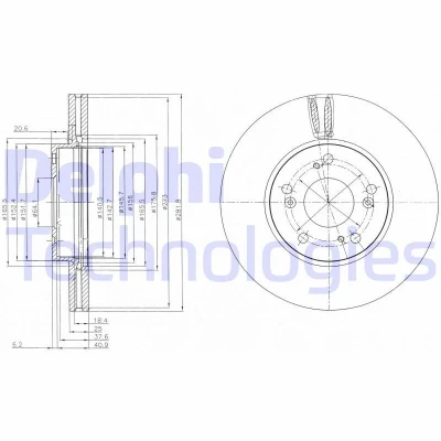 Bilde av DELPHI BG4119 Bremseskiver 282 25 5 ventilert oljet ubehandlet uten hjullager, ABS sensorring HONDA: FR V