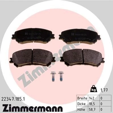 Bilde av ZIMMERMANN 22347.185.1 Bremseklosser med akustisk slitasjevarsel skruer Bildet viser leveranseinnholdet RENAULT: Talisman Grandtour