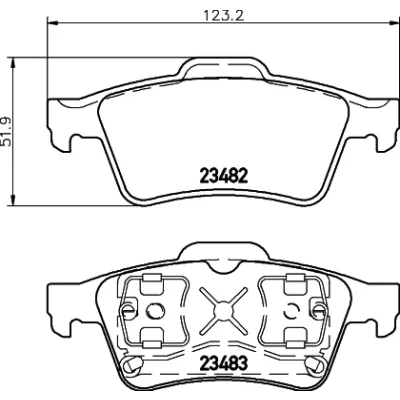 Bilde av HELLA 8DB 355 009 121 Bremseklosser ikke klargjort for slitasjeindikator RENAULT: ESPACE 4, MEGANE 2, LAGUNA 2 Grandtour, NISSAN: Primera Stasjonsvogn