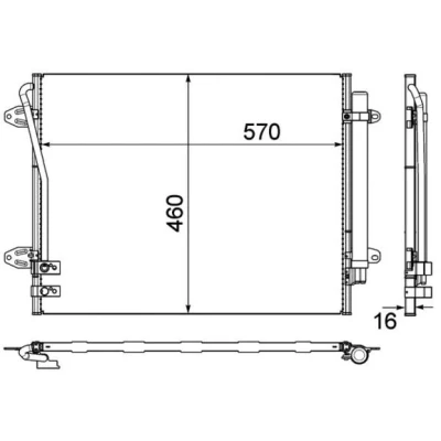 Bilde av MAHLE ORIGINAL AC 734 000P Kondensator med tørker 570 VOLKSWAGEN: Passat B7 Variant, B6 Variant