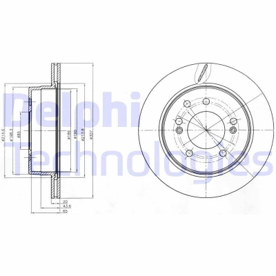 Bilde av DELPHI BG4273 Bremseskiver 307 20 5 ventilert oljet ubehandlet uten hjullager, ABS sensorring SSANGYONG: Rexton / 2, W, Rodius I