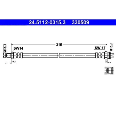 Bilde av ATE 24.5112 0315.3 Bremseslange 315 M10x1
