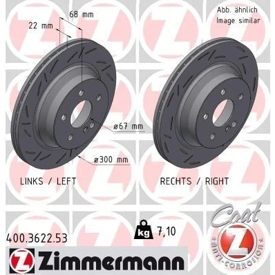 Bilde av ZIMMERMANN BLACK Z 400.3622.53 Bremseskiver 300 22 6/5 5 112 innvendig ventilert, med sliss belagt høy karbon MERCEDES BENZ: E Klasse T modell
