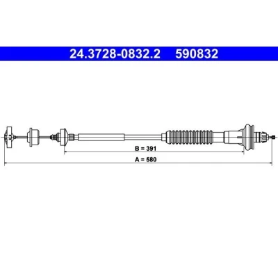 Bilde av ATE 24.3728 0832.2 Koplingskabel med automatisk justering PEUGEOT: 206 Hatchback