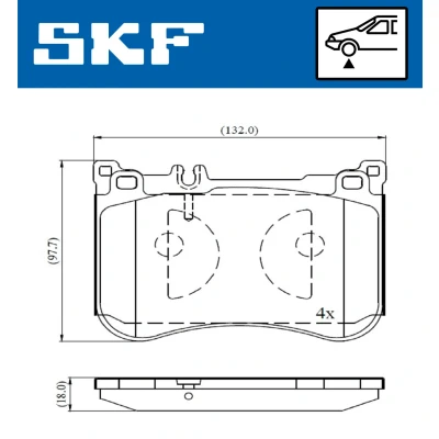 Bilde av SKF VKBP 80631 Bremseklosser klargjort for slitasjeindikator MERCEDES BENZ: E Klasse Kabriolet
