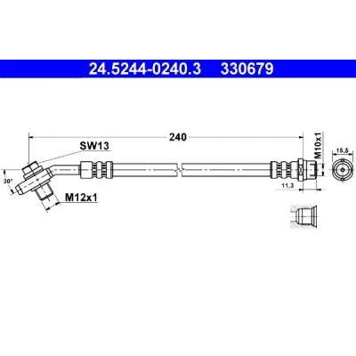 Bilde av ATE 24.5244 0240.3 Bremseslange 240 M10x1 AUDI: A4 B5 Avant, Sedan