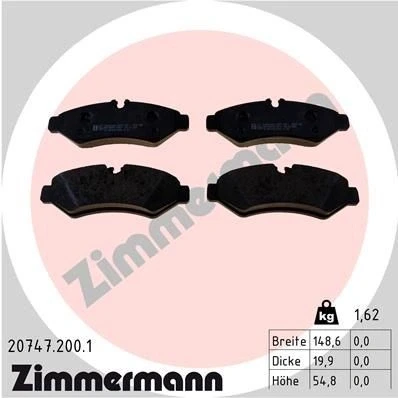 Bilde av ZIMMERMANN 20747.200.1 Bremseklosser klargjort for slitasjeindikator Bildet viser leveranseinnholdet