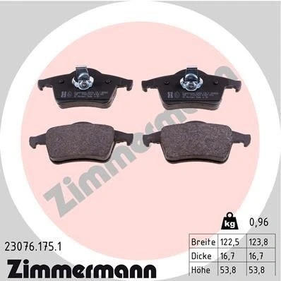 Bilde av ZIMMERMANN 23076.175.1 Bremseklosser Bildet viser leveranseinnholdet VOLVO: V70 2, XC70 I Cross Country, S80
