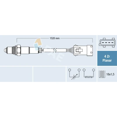 Bilde av FAE 77242 Lambdasonde oppvarmet Blå PEUGEOT: 307 SW, 206 Hatchback