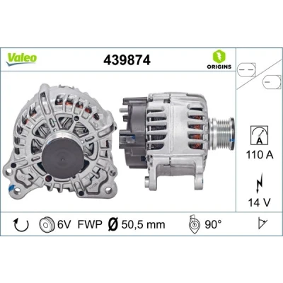 Bilde av VALEO 439874 Dynamo 14V 110A SKODA: Octavia 3 Combi, VOLKSWAGEN: Golf 7