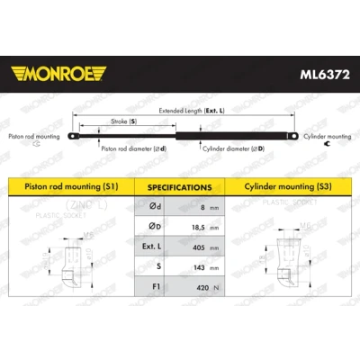 Bilde av MONROE ML6372 Gassfjær 420 405