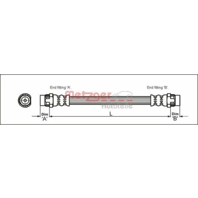 Bilde av METZGER 4111166 Bremseslange 165 F10 x 1 CITROËN: DS3 Hatchback