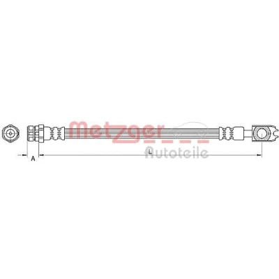 Bilde av METZGER 4110891 Bremseslange 256 M10 x 1 VOLKSWAGEN: Touran I, GOLF 6, Scirocco III, SKODA: Octavia 2 Combi, Superb II Stasjonsvogn, Yeti