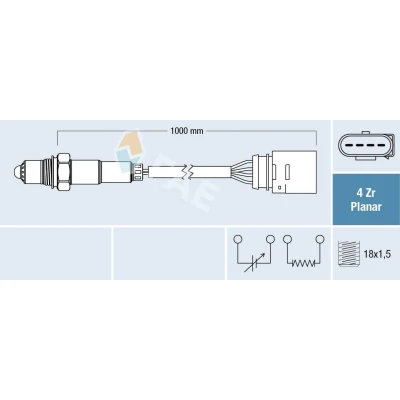 Bilde av FAE 77404 Lambdasonde etter katalysator diagnosesonde svart AUDI: A6 C6 Avant, A3 Sportback, Sedan, VOLKSWAGEN: Golf 5, Touran I, Jetta 3