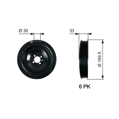 Bilde av GATES TVD1131 Remskive Veivaksel 169,5 uten tilbehør FleetRunner Micro V Stretch Fit OPEL: Astra H Caravan, Vectra C CC, Caravan