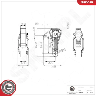 Bilde av Lagring, motor, Bak Esen skv 75SKV116 mercedes benz OE 246 240 08 09, A246 09