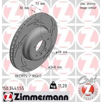 Bilde av ZIMMERMANN BLACK Z 150.3441.55 Bremseskiver 348 30 6/5 5 120 innvendig ventilert, med sliss belagt høy karbon BMW: 3 Touring, Sedan, X1