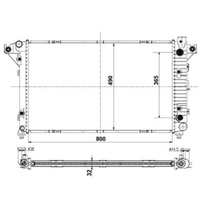 Bilde av NRF 50248 Radiator Aluminium 802 493 32 med påbyggingsdeler Kjøleribber loddet