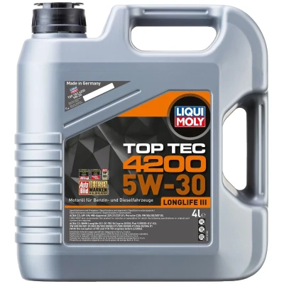 Bilde av Liqui Moly Top Tec 4200 5W 30 4l Motorolje 3715 BMW: 5 Touring, X5, 3 VOLKSWAGEN: Polo IV Hatchback, Transporter 5, Touran I